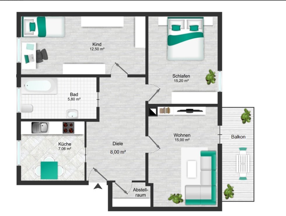 +++ Sehr zentral gelegene 3 Zi. -Whg. mit Balkon im 2. OG +++